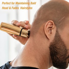 Electric Foil Shavers for Men Barbers - Dual Foils Shaver for Bald Head, Fades, Hairline with Gold Titanium Foil Cutters - Precise Face Razors for Clean Beard Stubble Shaving Type-C Rechargeable