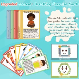 Garybank Kids Yoga Dice With 12 Yoga Cards, 20 Breathing Exercise Cards - Calm Down Corner Supplies, Solo or Group Fun Exercise Game, Workout Equipment, Christmas Gifts