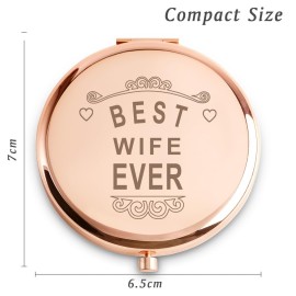 Wife Gifts from Husband, Personalized Compact Mirror, Unique Mothers Day Birthday Gifts for Wife, Best Wife Ever Gifts, Romantic Anniversary Present for Her