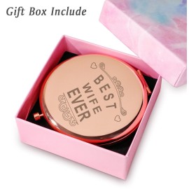 Wife Gifts from Husband, Personalized Compact Mirror, Unique Mothers Day Birthday Gifts for Wife, Best Wife Ever Gifts, Romantic Anniversary Present for Her