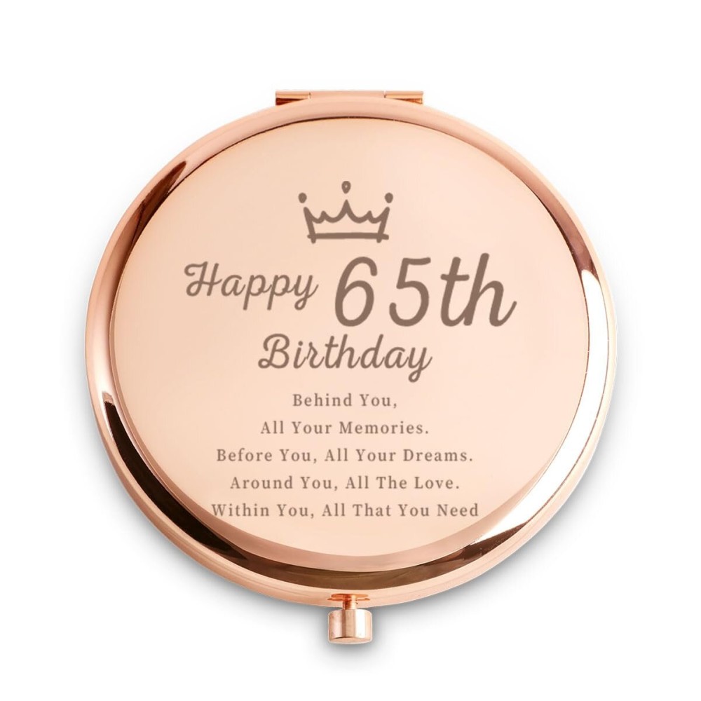 Daricano 65th Birthday Gifts for Women, Best Female Presents for 65 Year Old, Personalized Engraved Compact Mirror Gift Ideas for Her Sister Wife Aunt Friends Nana Grandma Mom