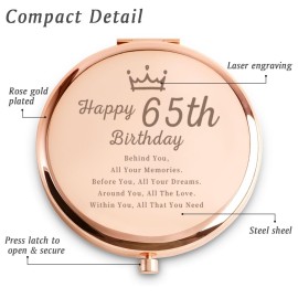 Daricano 65th Birthday Gifts for Women, Best Female Presents for 65 Year Old, Personalized Engraved Compact Mirror Gift Ideas for Her Sister Wife Aunt Friends Nana Grandma Mom