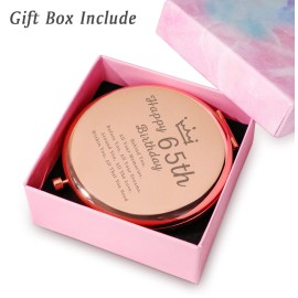 Daricano 65th Birthday Gifts for Women, Best Female Presents for 65 Year Old, Personalized Engraved Compact Mirror Gift Ideas for Her Sister Wife Aunt Friends Nana Grandma Mom