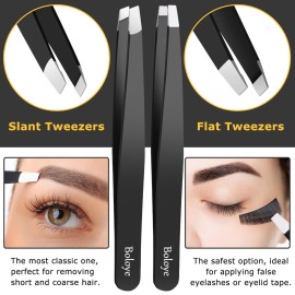 Boloye Tweezers Set, 4Pcs Eyebrow Tweezers and an Eyebrow Brush with an Metal Case, Professional Stainless Steel for Men & Women, Precision for Facial Hair, Splinter and Ingrown Hair Removal Boloye Tweezers Set, 4Pcs Eyebrow Tweezers and an Eyebrow Brush with an Metal Case, Professional Stainless Steel for Men & Women, Precision for Facial Hair, Splinter and Ingrown Hair Removal