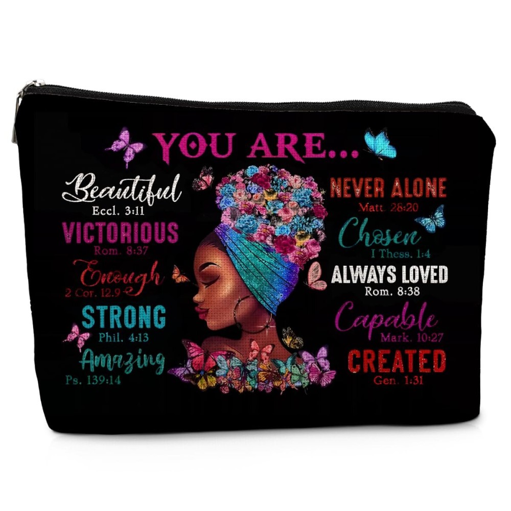 Absnfatu African American Small Makeup Bag, Gifts for Black Woman, Girl Magic Cosmetic Bags for Women