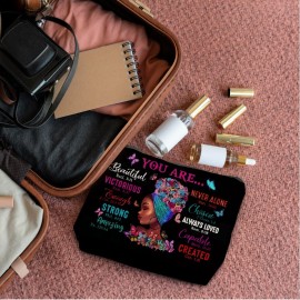 Absnfatu African American Small Makeup Bag, Gifts for Black Woman, Girl Magic Cosmetic Bags for Women