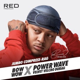 Red by Kiss Premium Bow Wow X Power Wave Durag, 360 Wave Compression Cap for Men & Women, Adjustable Hook-&-Loop Strap, Stylish & Durable, for Locs, Braids, Finger Waves (Jumbo Velvet, Charcoal Gray)