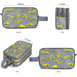 Vipdeal Kids Toiletry Bag for Boys, Travel Toiletry Bag for Little Young Boys Waterproof Hanging Wash Bag Toddler Traveling Toiletries, Construction Grey
