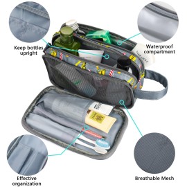 Vipdeal Kids Toiletry Bag for Boys, Travel Toiletry Bag for Little Young Boys Waterproof Hanging Wash Bag Toddler Traveling Toiletries, Construction Grey