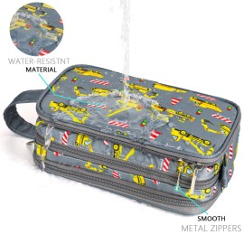 Vipdeal Kids Toiletry Bag for Boys, Travel Toiletry Bag for Little Young Boys Waterproof Hanging Wash Bag Toddler Traveling Toiletries, Construction Grey