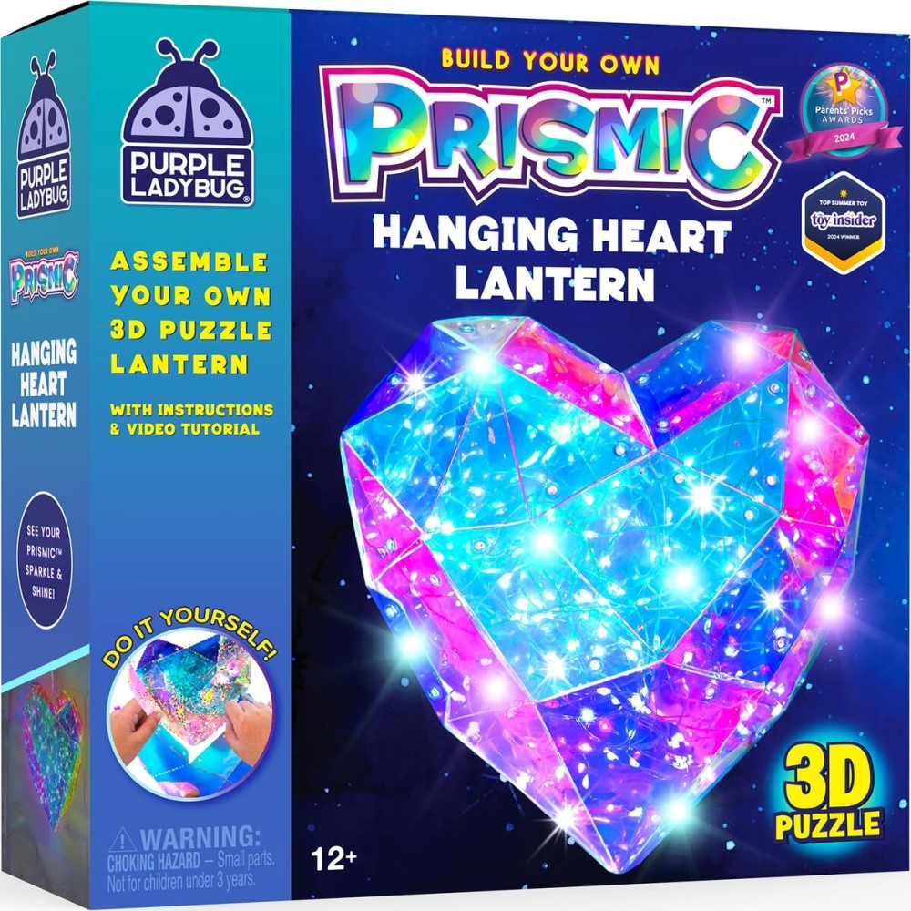Prismic Heart-Shaped DIY Lantern Craft Kit - Brithday Gifts for Kids 8-12, Gifts for 8-12 Years Old Summer, 3D Light-Up Room Decor for Girls, Creative Night Light Arts & Crafts Set for Kids