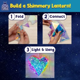 Prismic Heart-Shaped DIY Lantern Craft Kit - Brithday Gifts for Kids 8-12, Gifts for 8-12 Years Old Summer, 3D Light-Up Room Decor for Girls, Creative Night Light Arts & Crafts Set for Kids