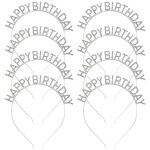 inSowni 8 Pack Sparkling Rhinestone Silver Metal Happy Birthday Headbands Hair Crowns Tiaras Bands Hoops Birthday Party Hair Accessories for Toddlers Girls Kids Teens Women