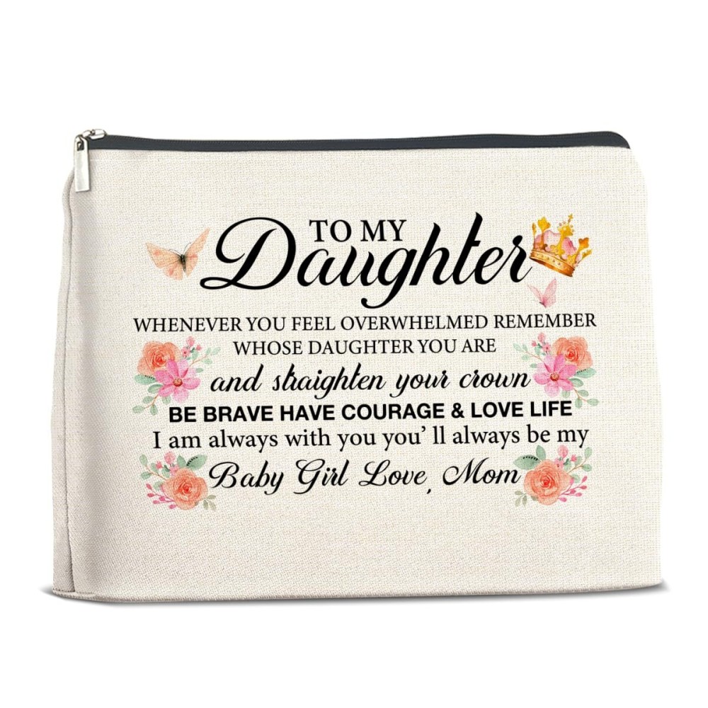 YeleY Daughter Gifts From Mom, Gift for Daughter From Mom, to My Daughter Makeup Bag, Daughter Gift for Christmas Graduation, Daughter Cosmetic Bag