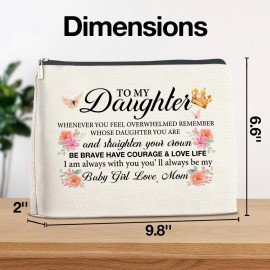 YeleY Daughter Gifts From Mom, Gift for Daughter From Mom, to My Daughter Makeup Bag, Daughter Gift for Christmas Graduation, Daughter Cosmetic Bag