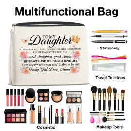 YeleY Daughter Gifts From Mom, Gift for Daughter From Mom, to My Daughter Makeup Bag, Daughter Gift for Christmas Graduation, Daughter Cosmetic Bag
