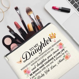 YeleY Daughter Gifts From Mom, Gift for Daughter From Mom, to My Daughter Makeup Bag, Daughter Gift for Christmas Graduation, Daughter Cosmetic Bag