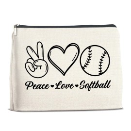 YeleY Softball Lover Gifts for Women Girls, Softball Makeup Bag Gift for Teens Girls Friends Mom Daughter Sister, Softball Player Gift Cosmetic Bag