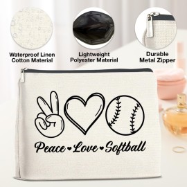 YeleY Softball Lover Gifts for Women Girls, Softball Makeup Bag Gift for Teens Girls Friends Mom Daughter Sister, Softball Player Gift Cosmetic Bag