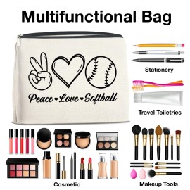YeleY Softball Lover Gifts for Women Girls, Softball Makeup Bag Gift for Teens Girls Friends Mom Daughter Sister, Softball Player Gift Cosmetic Bag