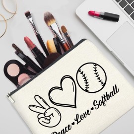 YeleY Softball Lover Gifts for Women Girls, Softball Makeup Bag Gift for Teens Girls Friends Mom Daughter Sister, Softball Player Gift Cosmetic Bag