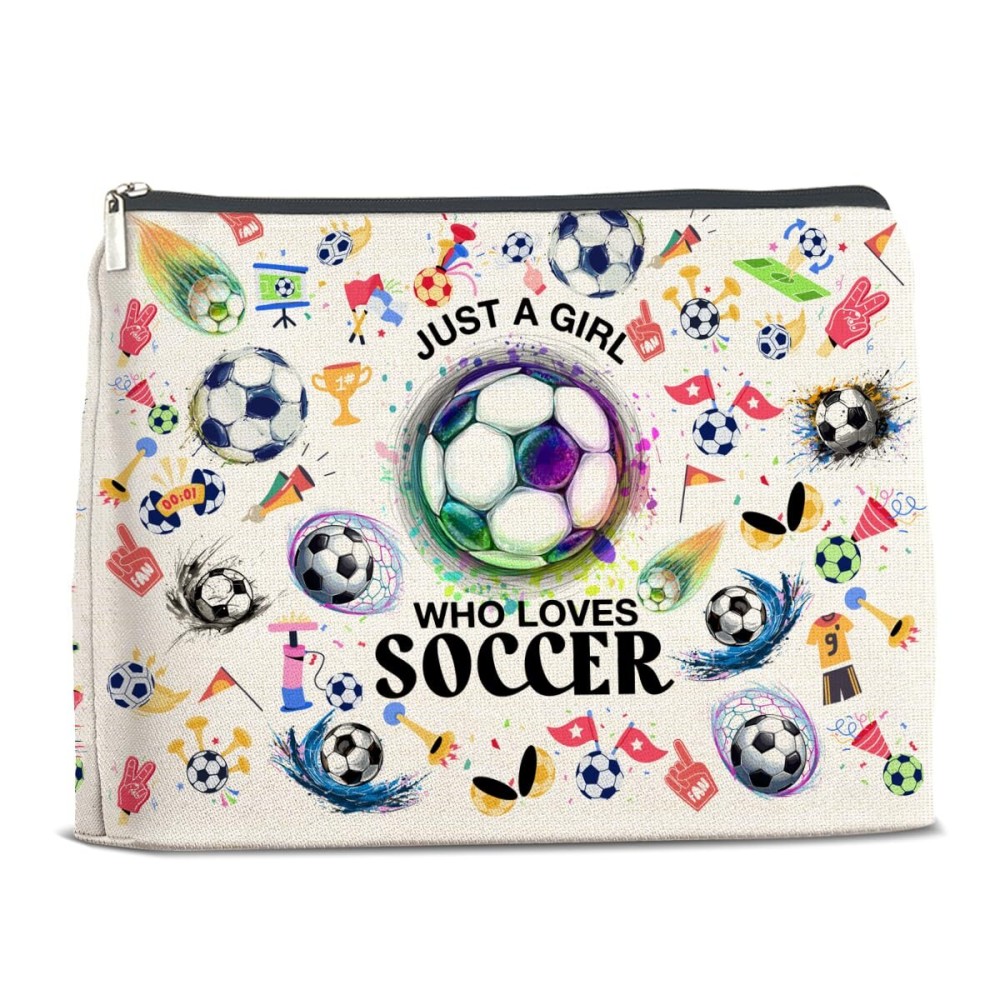 YeleY Soccer Lovers Gifts Makeup Bag Gift Soccer Gifts for Soccer Players Team Fans Just a Girl Who Loves Soccer Cosmetic Makeup Bag YeleY Soccer Lovers Gifts Makeup Bag Gift Soccer Gifts for Soccer Players Team Fans Just a Girl Who Loves Soccer Cosmetic Makeup Bag