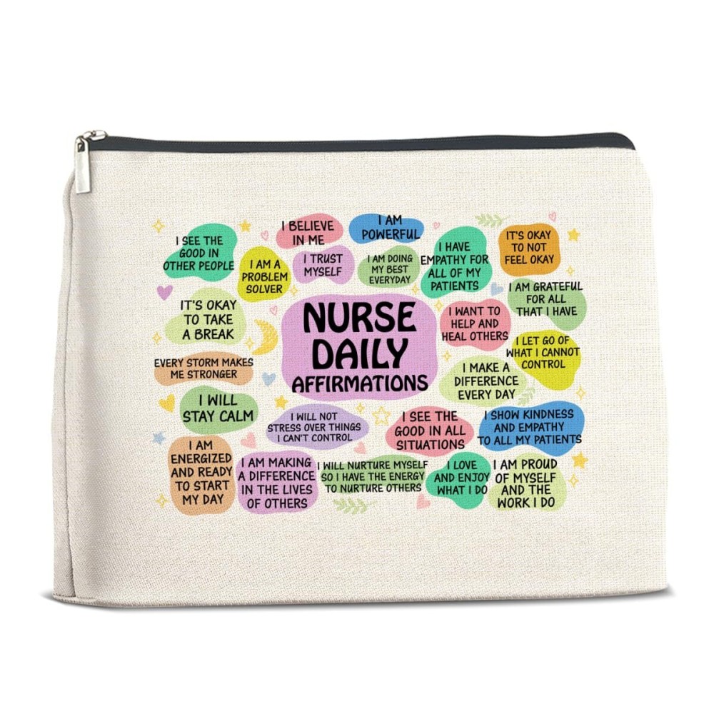 Nurse Gifts Makeup Bag, Nurse Gift for Christmas Birthday Graduation, Nurse Affirmations Nurse Mental Health Gift Cosmetic Bag