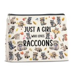 YeleY Funny Raccoon Makeup Bag - Gift for Lovers, Just a Girl Who Loves Raccoons - Cosmetic Bag for Girls, Sister, Bestie, Daughter