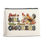 YeleY Funny Chicken Gifts for Chicken Lovers, Chicken Themed Makeup Bag Gift for Teens Girls Women Friends, Chicken Lady Gift Cosmetic Bag, Just a Girl Who Loves Chickens