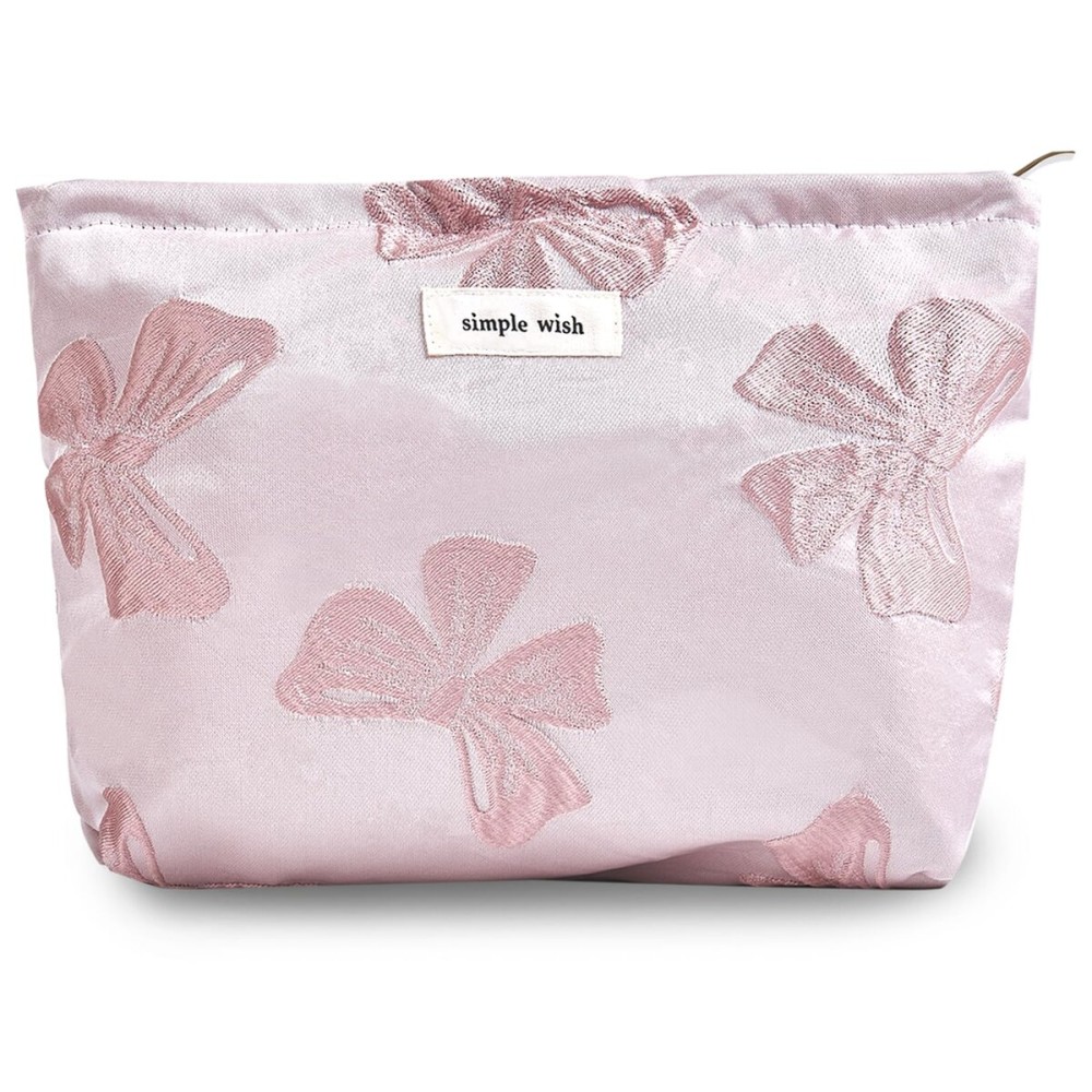 Sminra Makeup Bag Cosmetic bags Canvas Zipper Pouch for Women, Cute Coquette Large Preppy Pencil Purse Toiletry Bag Organizer Travel accessories (Medium Pink Bow, Large)