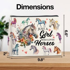 YeleY Funny Horses Gifts for Women Girls Horses Lover Gift Makeup Bag for Teens Girls Women Friends Sister BFF Just a Girl Who Loves Horses Cosmetic Bag