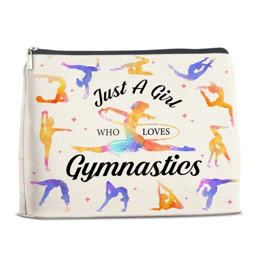 Gymnastics Gift for Women Girls, Gymnastics Makeup Bag Gifts for Gymnastics Friend Sister Daughter, Gymnastics Lover Gift Cosmetic Makeup Bag Just a Girl Who Loves Gymnastics Makeup Zipper Pouch