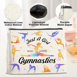 Gymnastics Gift for Women Girls, Gymnastics Makeup Bag Gifts for Gymnastics Friend Sister Daughter, Gymnastics Lover Gift Cosmetic Makeup Bag Just a Girl Who Loves Gymnastics Makeup Zipper Pouch