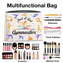 Gymnastics Gift for Women Girls, Gymnastics Makeup Bag Gifts for Gymnastics Friend Sister Daughter, Gymnastics Lover Gift Cosmetic Makeup Bag Just a Girl Who Loves Gymnastics Makeup Zipper Pouch