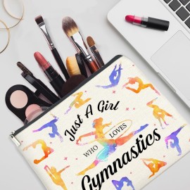 Gymnastics Gift for Women Girls, Gymnastics Makeup Bag Gifts for Gymnastics Friend Sister Daughter, Gymnastics Lover Gift Cosmetic Makeup Bag Just a Girl Who Loves Gymnastics Makeup Zipper Pouch