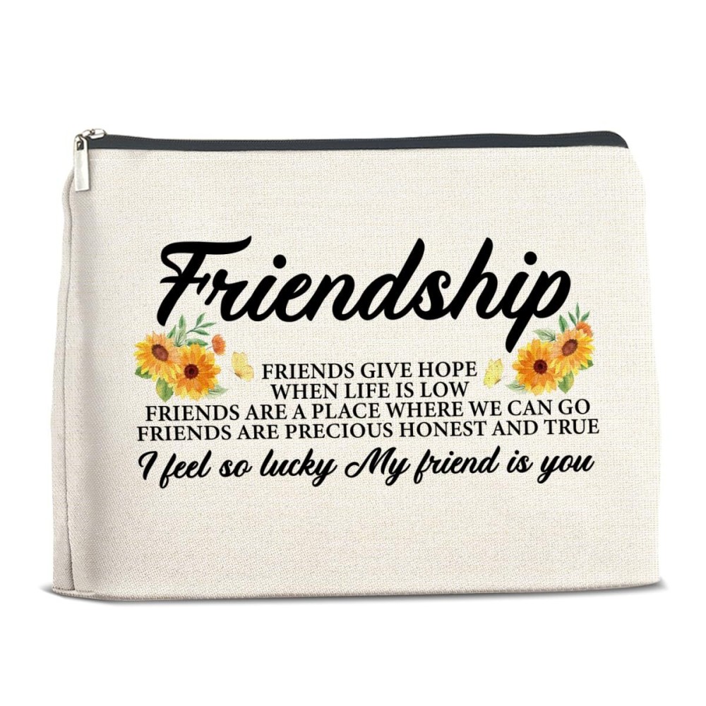 YeleY Friendship Gifts for Women Friends, Best Friends Makeup Bag for Birthday Christmas Graduation, Friendship Cosmetic Makeup Bag Gift
