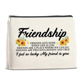 YeleY Friendship Gifts for Women Friends, Best Friends Makeup Bag for Birthday Christmas Graduation, Friendship Cosmetic Makeup Bag Gift