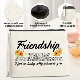 YeleY Friendship Gifts for Women Friends, Best Friends Makeup Bag for Birthday Christmas Graduation, Friendship Cosmetic Makeup Bag Gift