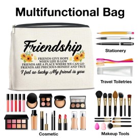 YeleY Friendship Gifts for Women Friends, Best Friends Makeup Bag for Birthday Christmas Graduation, Friendship Cosmetic Makeup Bag Gift