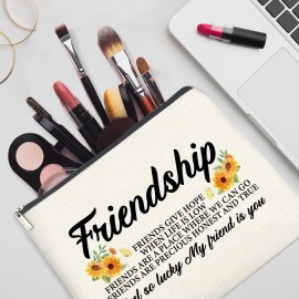 YeleY Friendship Gifts for Women Friends, Best Friends Makeup Bag for Birthday Christmas Graduation, Friendship Cosmetic Makeup Bag Gift