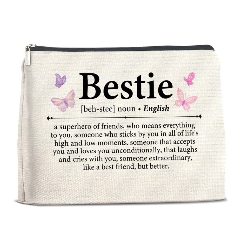 YeleY Bestie Gifts, Friendship Makeup Bag Gifts for Women Friends Soul Sister BFF Bestie, Best Friends Cosmetic Bag Pouch