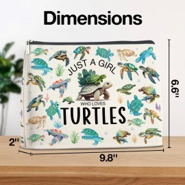 YeleY Turtle Lovers Gifts, Funny Turtle Gifts Makeup Bag, Sea Turtle Gifts Cosmetic Makeup Bag, Just a Girl Who Loves Turtles Zipper Pouch