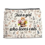 YeleY Cat Lover Gift Makeup Bag Cat Gifts for Cat Mom Cat Owner Just a Girl Who Loves Cat Cosmetic Makeup Bag Gift for Teen Girls Sister BFF Bestie Daughter