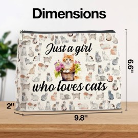 YeleY Cat Lover Gift Makeup Bag Cat Gifts for Cat Mom Cat Owner Just a Girl Who Loves Cat Cosmetic Makeup Bag Gift for Teen Girls Sister BFF Bestie Daughter