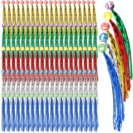 Leyndo 200 Pcs Comet Balls Rubber Bouncy Balls Bulk with Colorful Streamers Mini Ball with Tail for Birthday Party Favors Piata Goodie Bag Stuffers, Assorted Colors