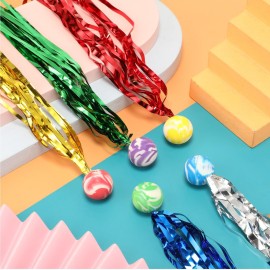 Leyndo 200 Pcs Comet Balls Rubber Bouncy Balls Bulk with Colorful Streamers Mini Ball with Tail for Birthday Party Favors Piata Goodie Bag Stuffers, Assorted Colors