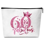 GREOXG 60th Birthday Gift, Pink Fabulous Makeup Bag for Women, Sisters, Moms, Friends - B14