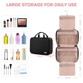 BALULHG Travel Toiletry Bag for Women with Hanging Hook Traveling Essentials Organizer Water-Resistant Hanging Makeup and Toiletry Bag for Cosmetic Toiletries Make-Up,039-Small-Black
