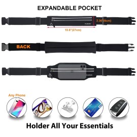 Slim Running Belt Fanny Pack for Men Women, Running Phone Holder Runners Pouch Waist Pack for Workout, Money Belt, Running Gear Accessories [Fits ALL Phones]