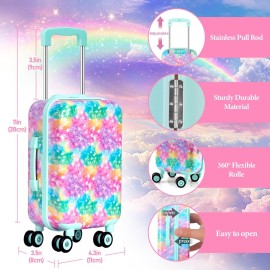ARTST 18 inch Doll Clothes Accessories Girl Suitcase Luggage Travel Set-Doll Clothing Hat Handbag Sunglasses Camera Computer Passport Cell Phone for Christmas Birthday(NO Doll)